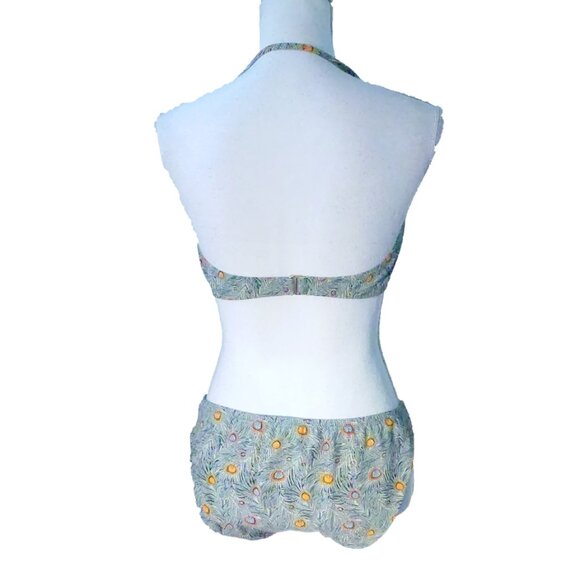 Liberty of London x J. Crew Peacock Feather Print Two Piece Bikini - Picture 2 of 13